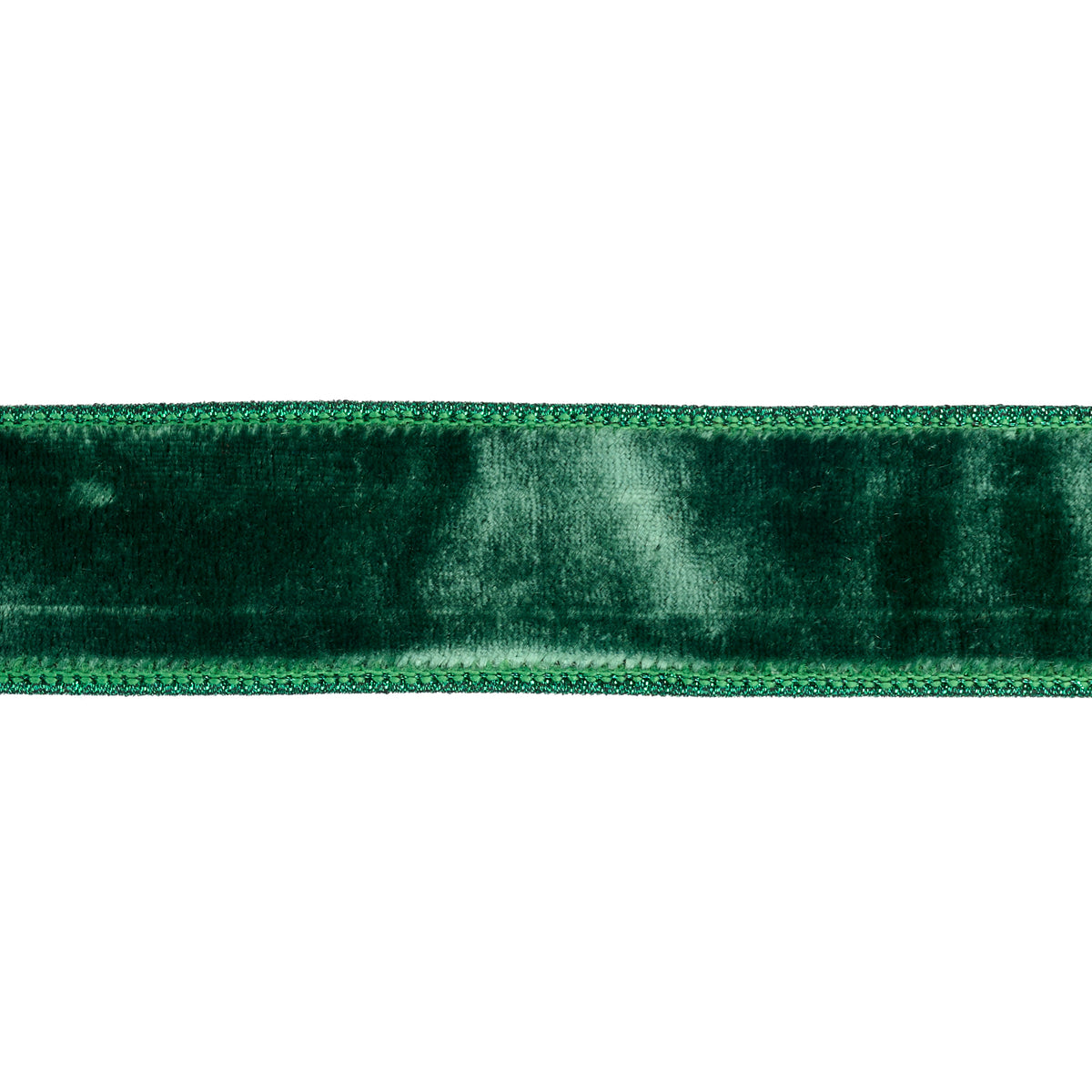 Panglică Sheldon din catifea și dupion metalizat, verde, 3,8 cm x 9,14 m