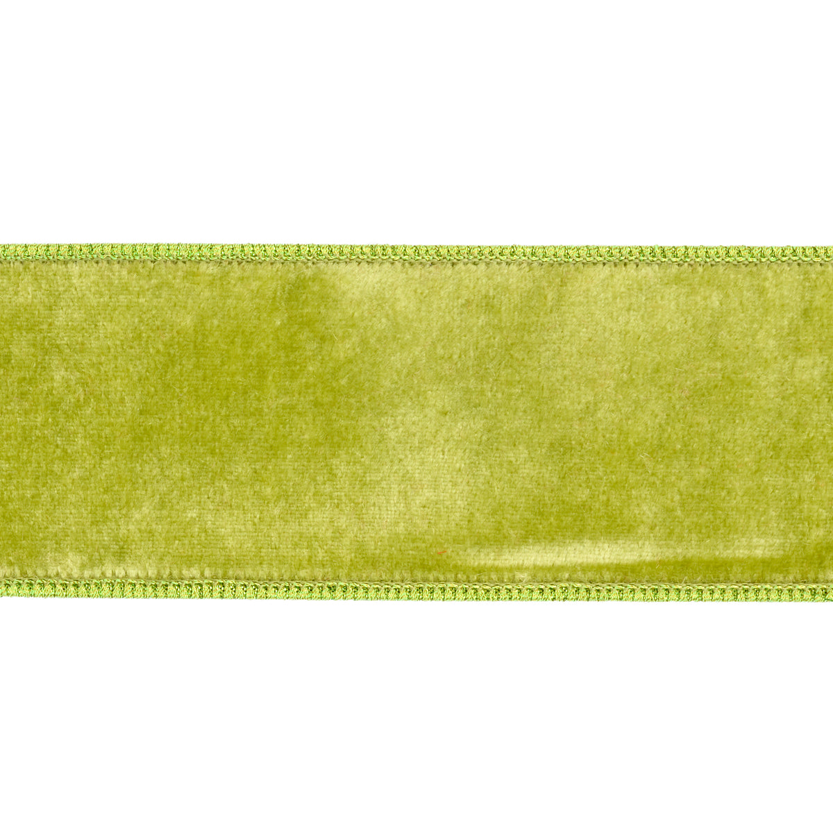 Panglică Sheldon din catifea și dupion metalizat, verde deschis, 6,4 cm x 4,57 m