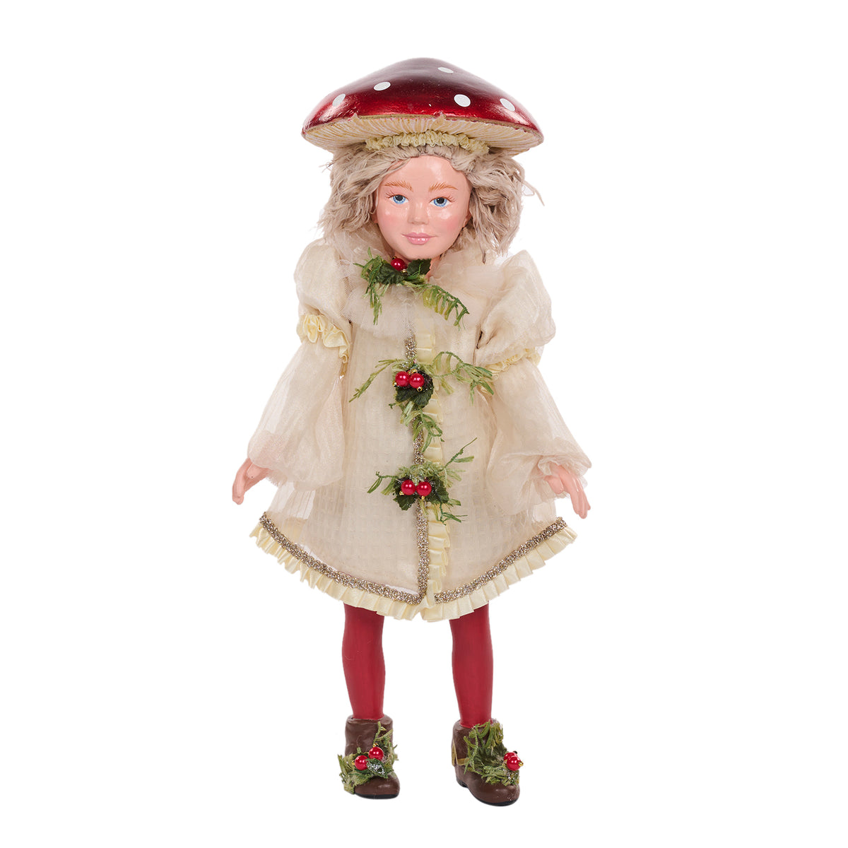 Păpușă băiețel-ciupercă Snow White, roșu/crem, 33,5 cm