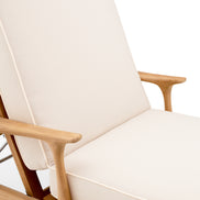 Pat de zi exterior Manzo, tec natural, flores alb-crem, cu perne