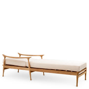 Pat de zi exterior Manzo, tec natural, flores alb-crem, cu perne