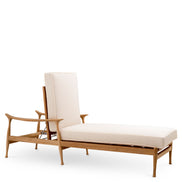 Pat de zi exterior Manzo, tec natural, flores alb-crem, cu perne