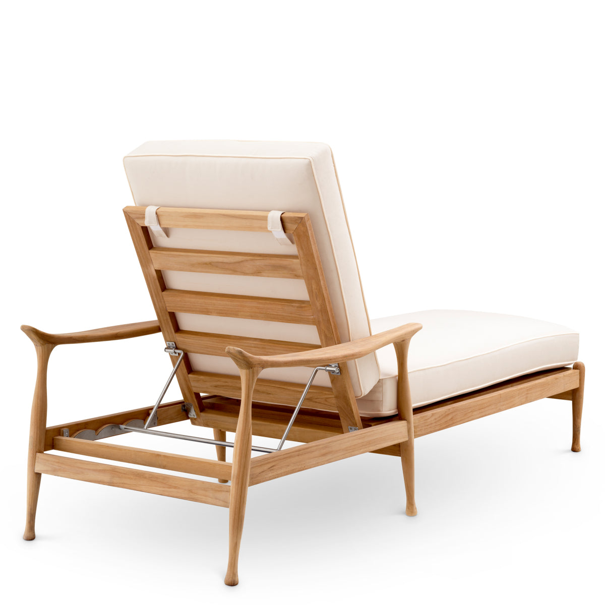 Pat de zi exterior Manzo, tec natural, flores alb-crem, cu perne