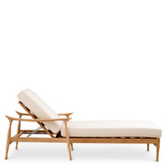 Pat de zi exterior Manzo, tec natural, flores alb-crem, cu perne