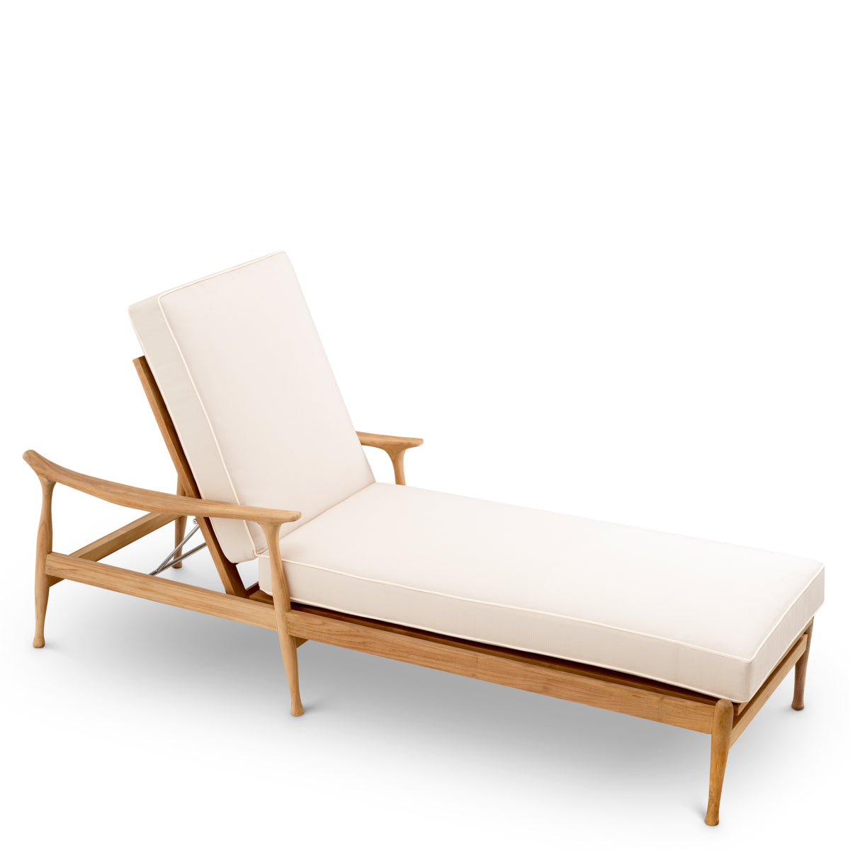 Pat de zi exterior Manzo, tec natural, flores alb-crem, cu perne