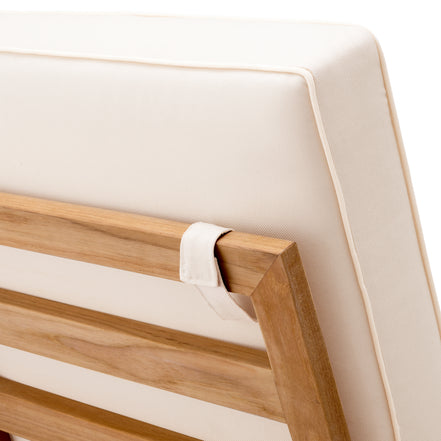 Pat de zi exterior Manzo, tec natural, flores alb-crem, cu perne