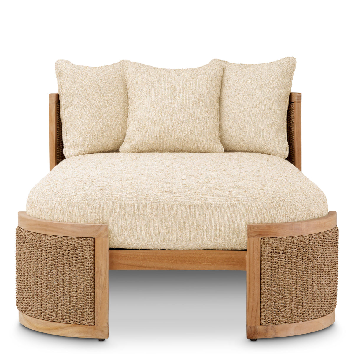 Pat de zi exterior Marenzo, tec natural, ratan sintetic, cu perne arden natural