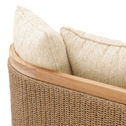 Pat de zi exterior Marenzo, tec natural, ratan sintetic, cu perne arden natural