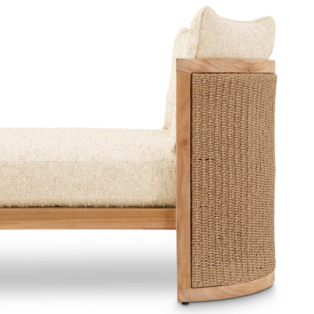Pat de zi exterior Marenzo, tec natural, ratan sintetic, cu perne arden natural