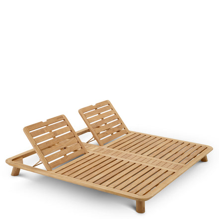 Pat de zi exterior Weston Double, tec natural, viola nisip