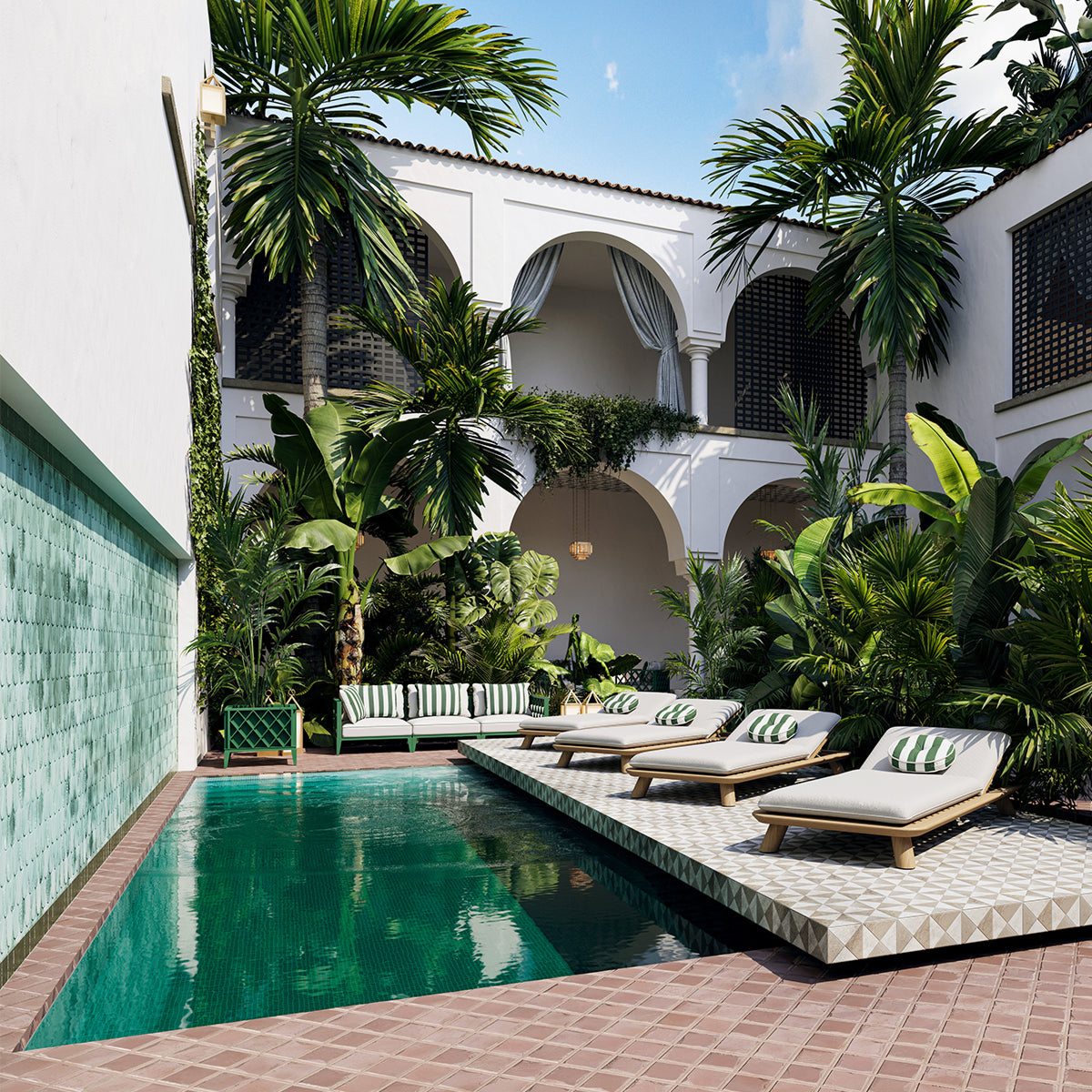 Pat de zi exterior Weston Single, tec natural, viola nisip