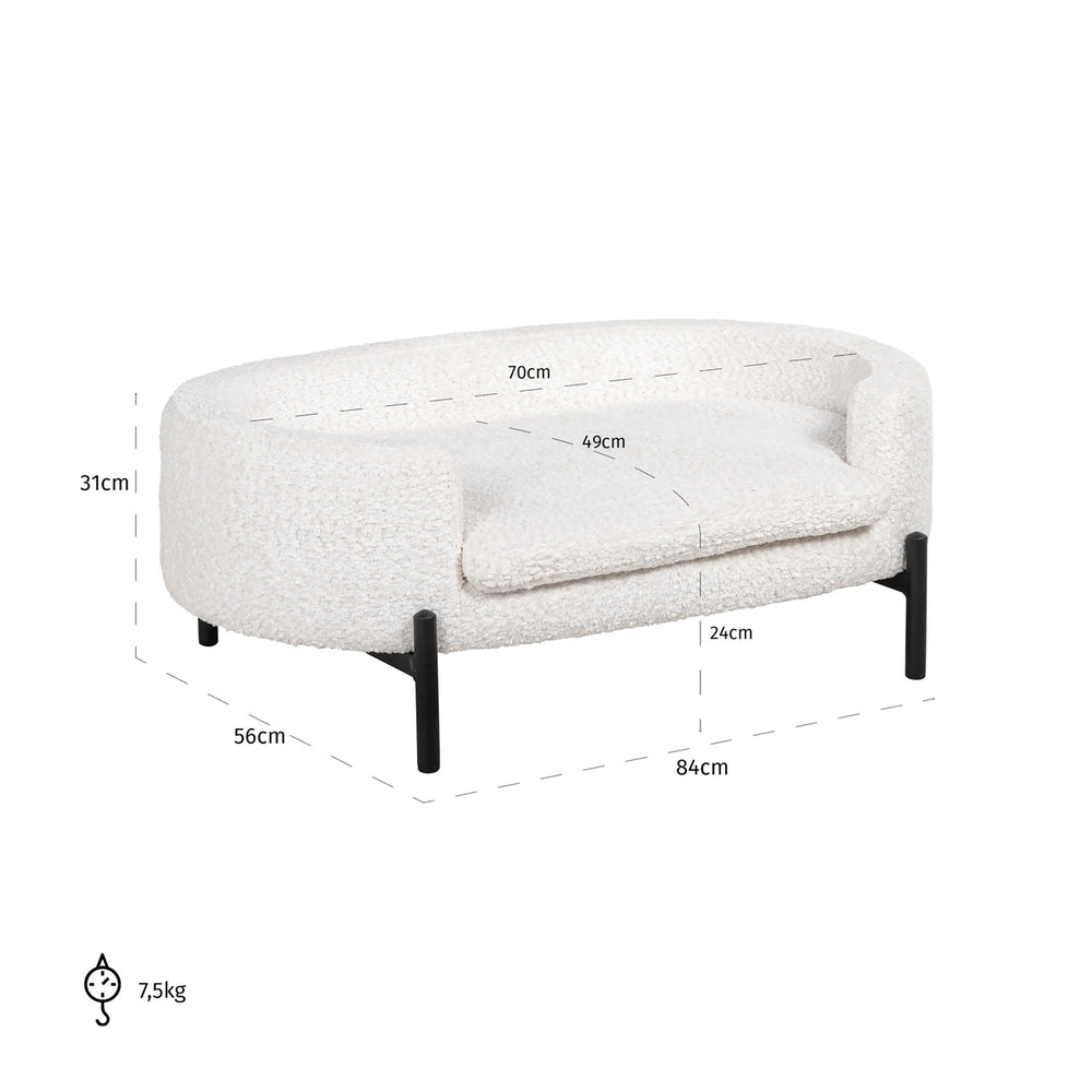 Pat pentru animale de companie Dolly, sheep alb – desen tehnic cu dimensiuni