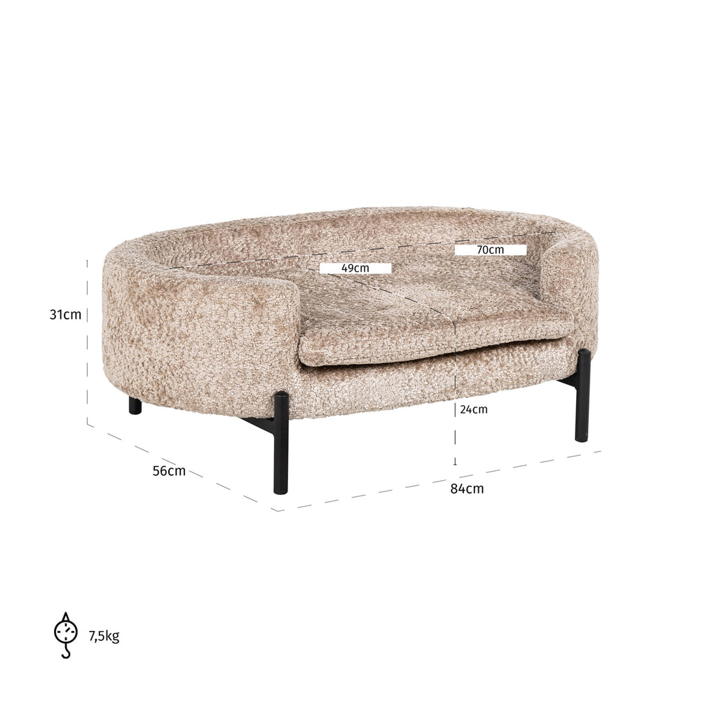 Pat pentru animale de companie Dolly, sheep natural – desen tehnic cu dimensiuni