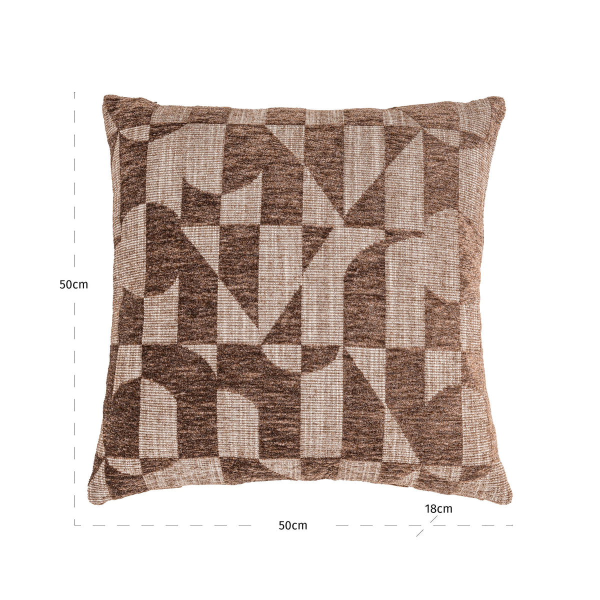 Pernă decorativă Aria, geometric maro – desen tehnic cu dimensiuni