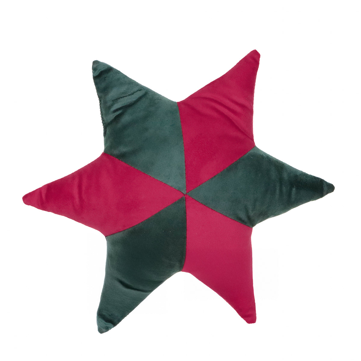 Pernă decorativă din textil în formă de stea, roșu/verde, 36 cm