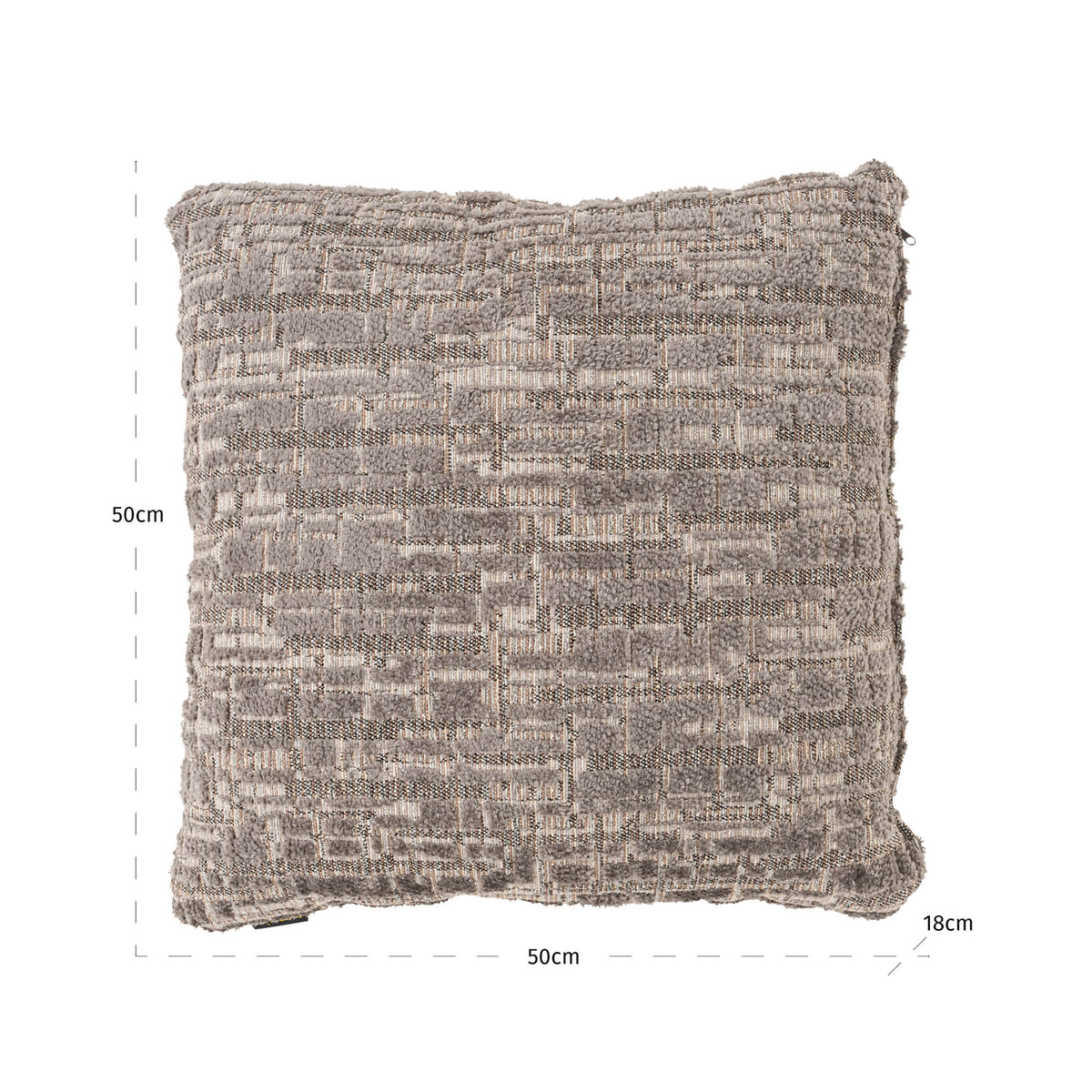 Pernă decorativă Olin, greige, 50 x 50 cm – desen tehnic cu dimensiuni