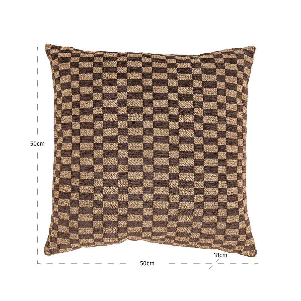 Pernă decorativă Remi, rectilinear maro – desen tehnic cu dimensiuni