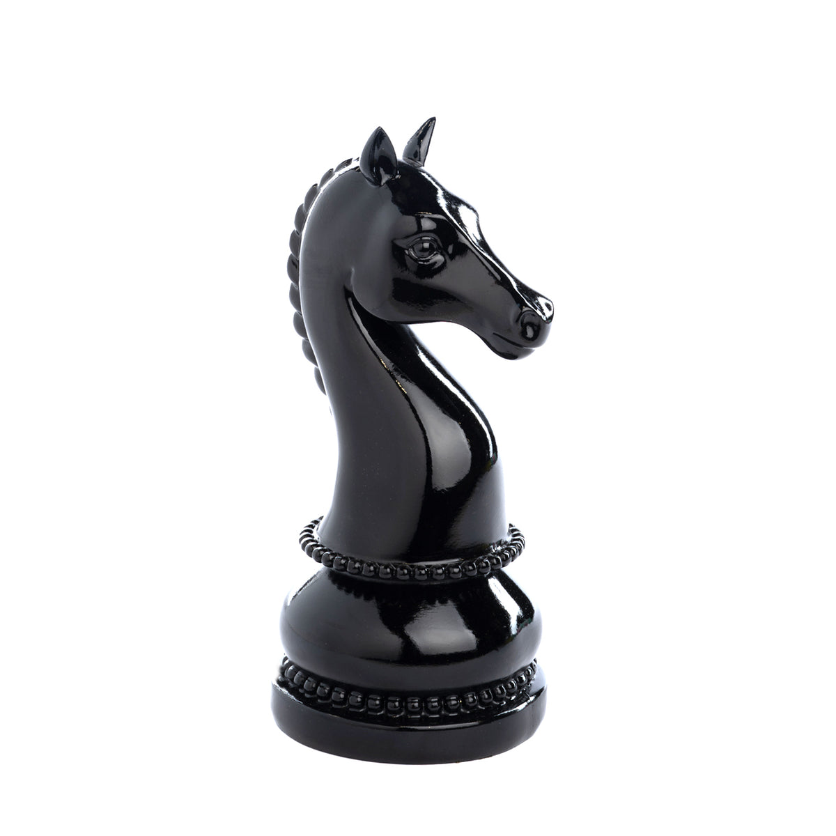 Piesă de șah decorativă, cal, negru, 22,5 cm