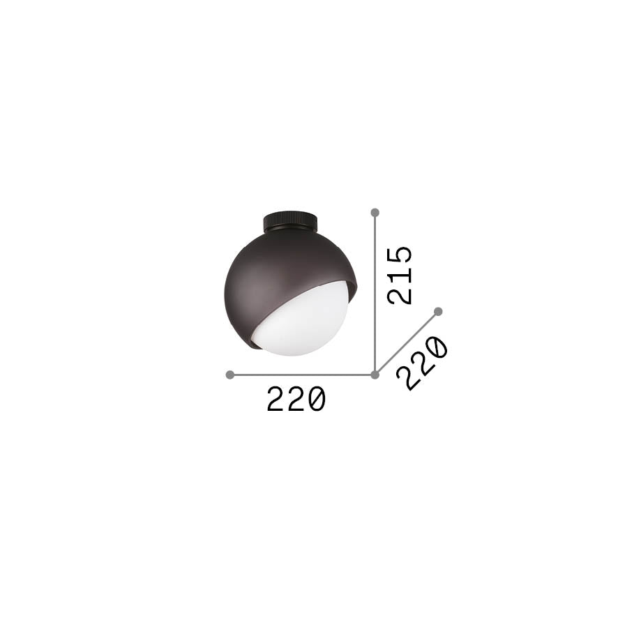 Plafonieră Bloom PL1 D22, negru – desen tehnic cu dimensiuni
