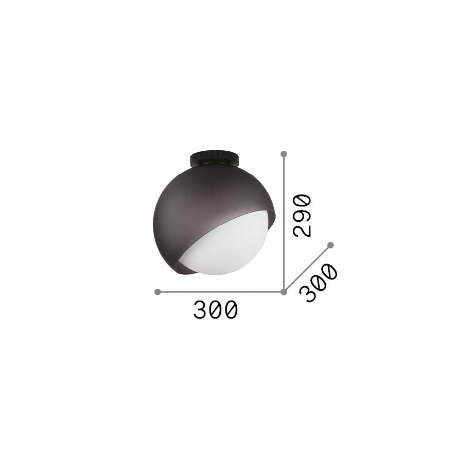 Plafonieră Bloom PL1 D30, negru – desen tehnic cu dimensiuni