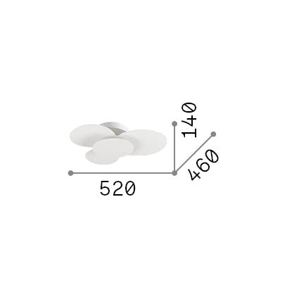 Plafonieră Cloud PL D52 – desen tehnic cu dimensiuni