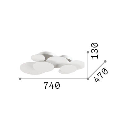 Plafonieră Cloud PL D74 – desen tehnic cu dimensiuni
