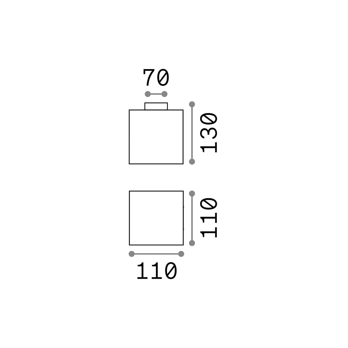 Plafonieră de exterior Luna PL1 D11 – desen tehnic cu dimensiuni