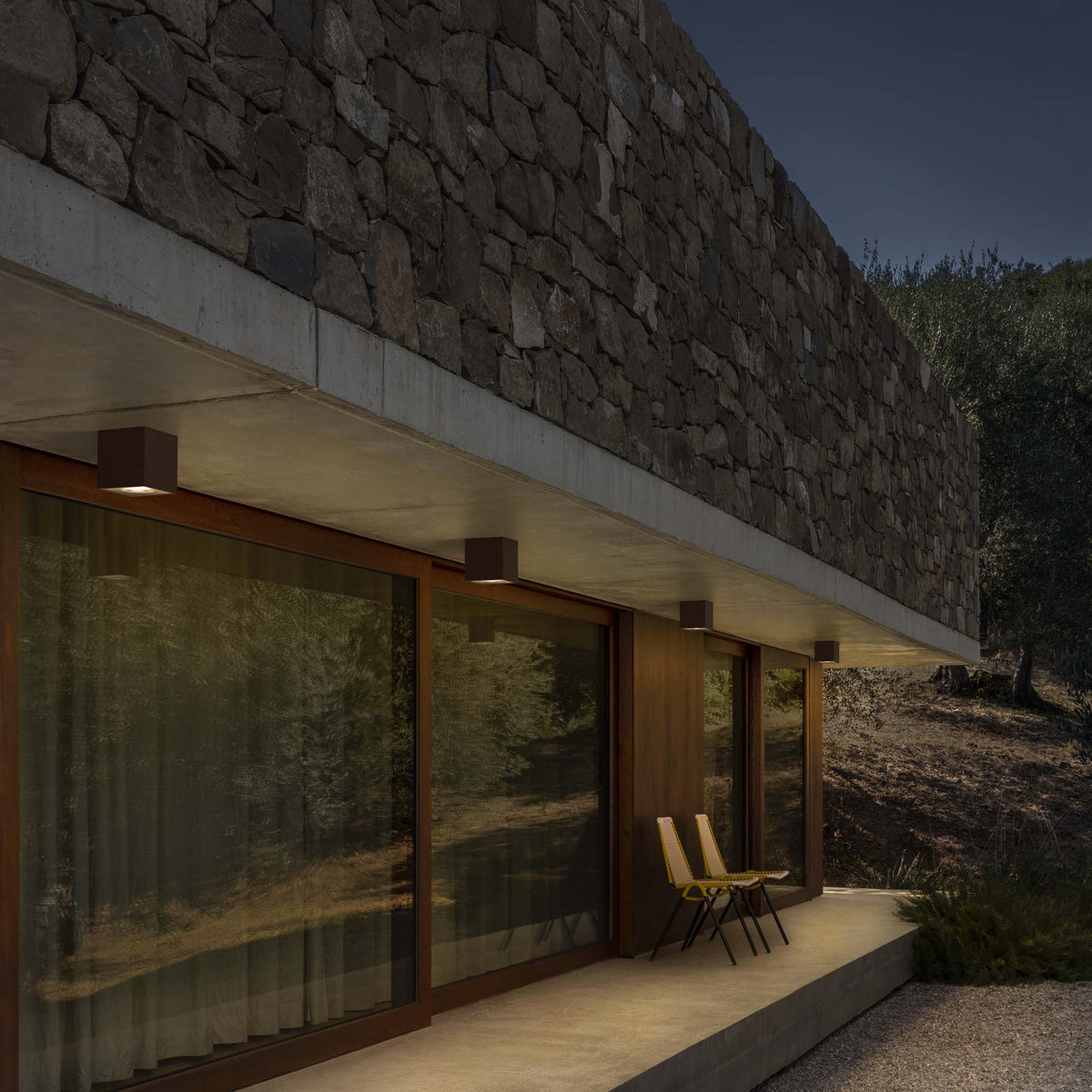 Plafonieră de exterior Techo PL1 D15 pătrată, alb – ambient