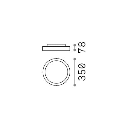 Plafonieră Fly PL D35 2700K, negru – desen tehnic cu dimensiuni