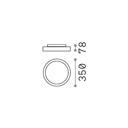 Plafonieră Fly PL D35 3000K, negru – desen tehnic cu dimensiuni