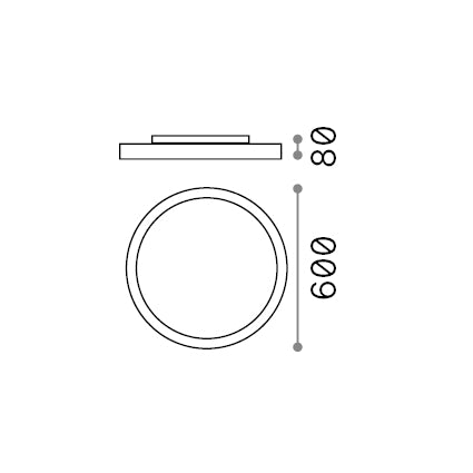 Plafonieră Fly PL D60 4000K, negru – desen tehnic cu dimensiuni