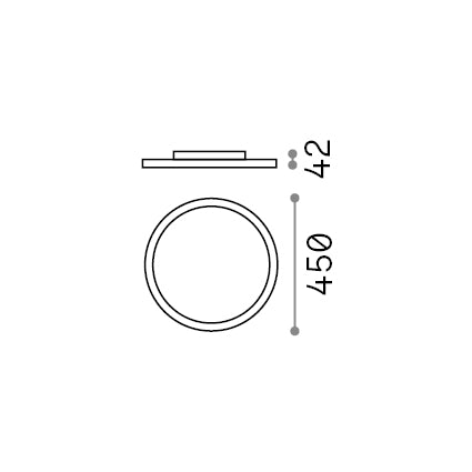Plafonieră Fly Slim PL D45 3000K – desen tehnic cu dimensiuni