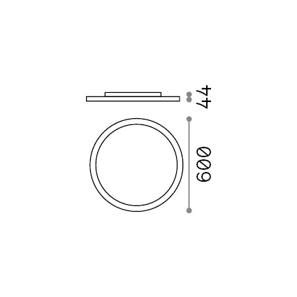 Plafonieră Fly Slim PL D60 3000K – desen tehnic cu dimensiuni