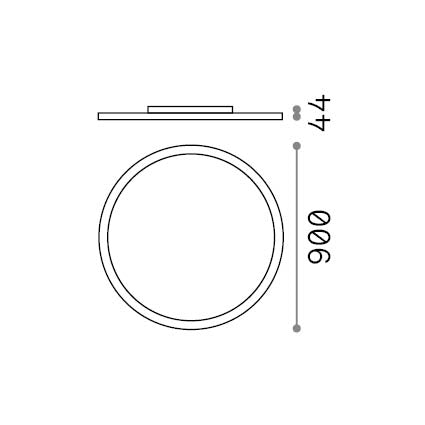 Plafonieră Fly Slim PL D90 2700K – desen tehnic cu dimensiuni