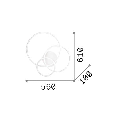 Plafonieră Frame PL circular 2700K, alb – desen tehnic cu dimensiuni
