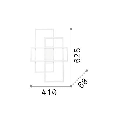 Plafonieră Frame PL dreptunghiular 2700K, alb – desen tehnic cu dimensiuni