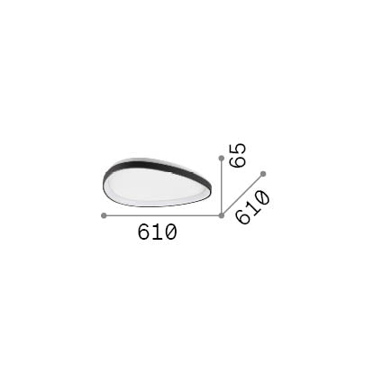 Plafonieră Gemini PL D061 On-Off 2700K, negru – desen tehnic cu dimensiuni