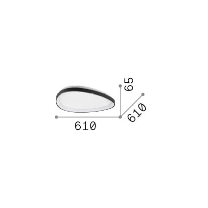 Plafonieră Gemini PL D061 On-Off 3000K, negru – desen tehnic cu dimensiuni