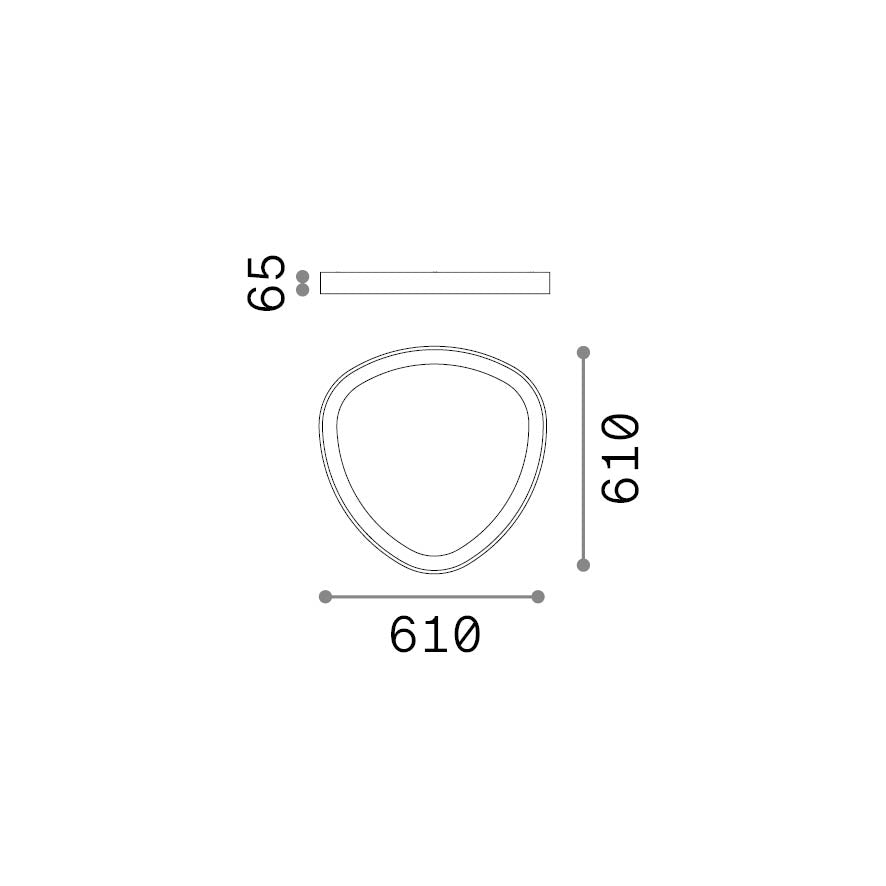 Plafonieră Gemini PL D061 On-Off 4000K, alb – desen tehnic cu dimensiuni