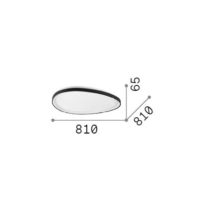 Plafonieră Gemini PL D081 On-Off 2700K, negru – desen tehnic cu dimensiuni