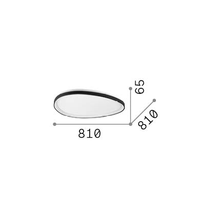 Plafonieră Gemini PL D081 On-Off 3000K, negru – desen tehnic cu dimensiuni