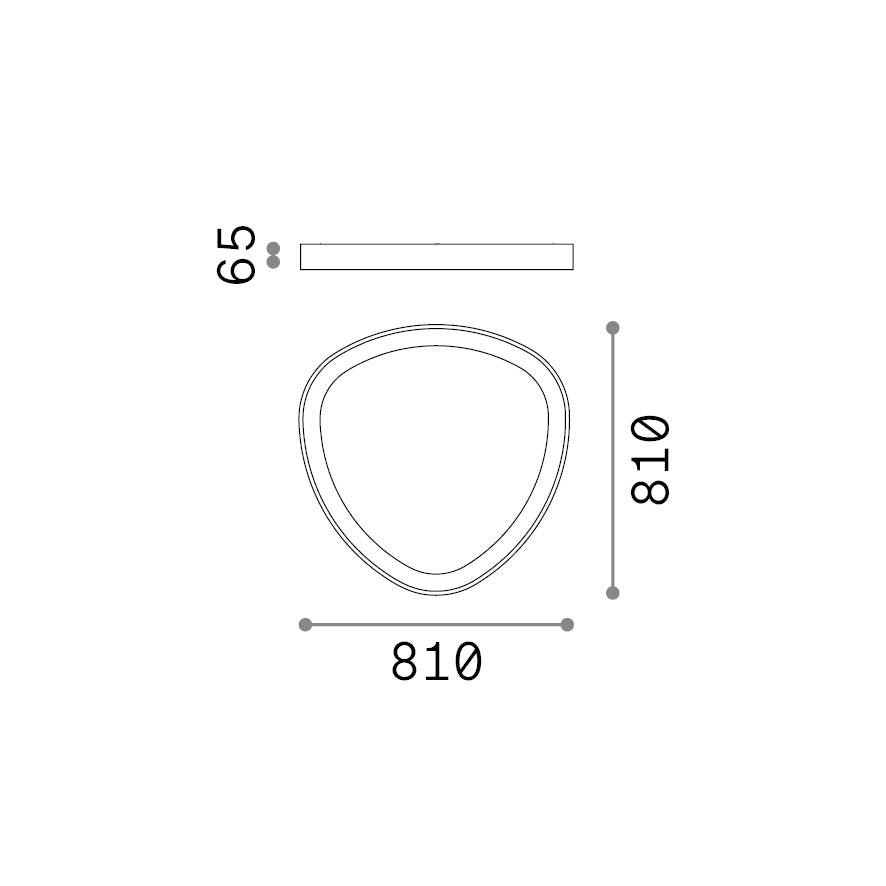 Plafonieră Gemini PL D081 On-Off 4000K, negru – desen tehnic cu dimensiuni