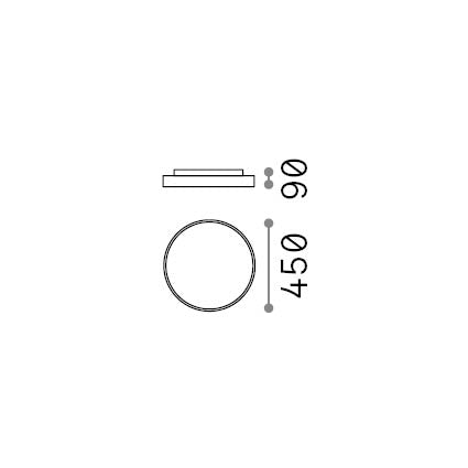 Plafonieră Halo PL D45 4000K – desen tehnic cu dimensiuni