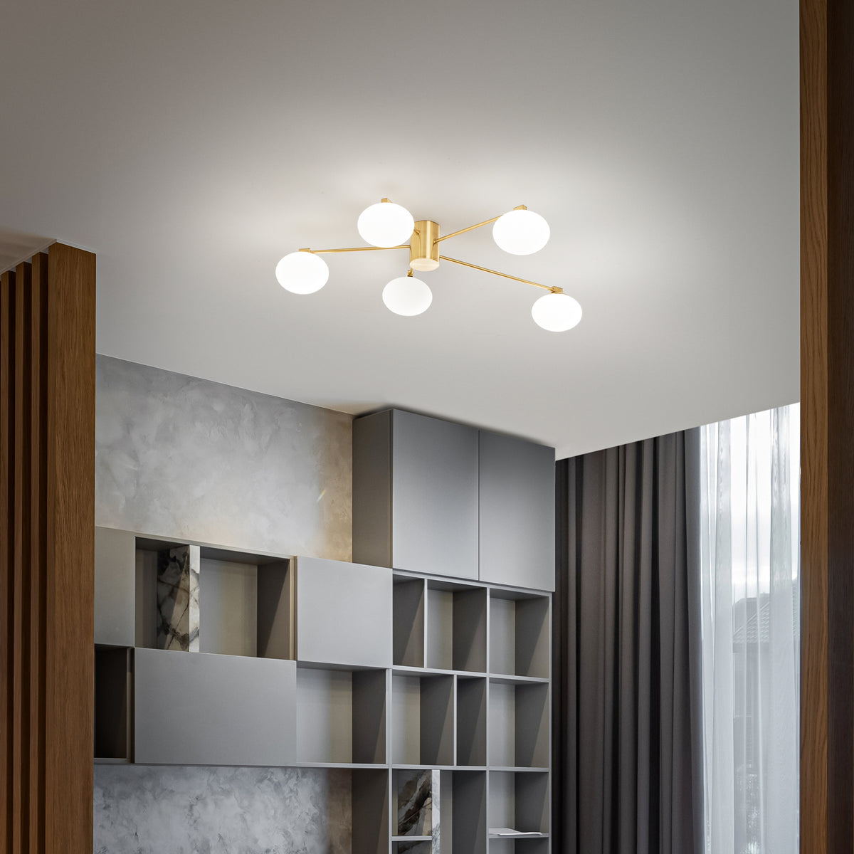 Plafonieră Hermes PL3 D60, alb – ambient