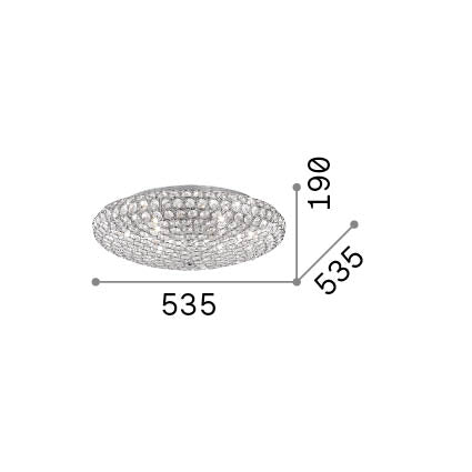 Plafonieră King PL9, auriu – desen tehnic cu dimensiuni