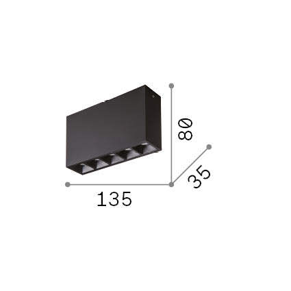 Plafonieră Lika PL 12W 3000K, negru – desen tehnic cu dimensiuni