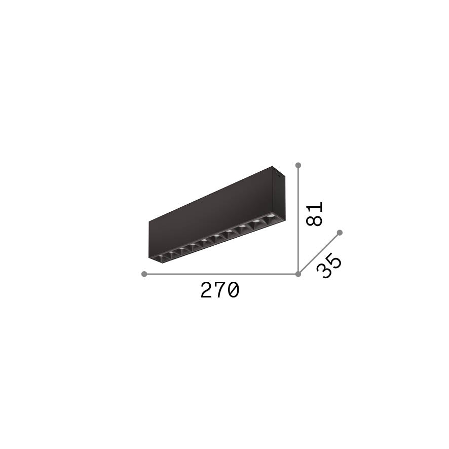 Plafonieră Lika PL 21W 3000K, negru – desen tehnic cu dimensiuni