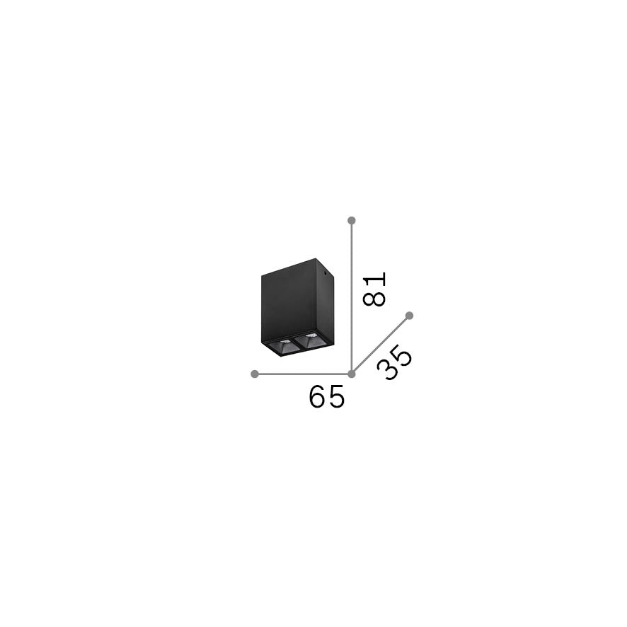 Plafonieră Lika PL 6W 3000K, negru – desen tehnic cu dimensiuni