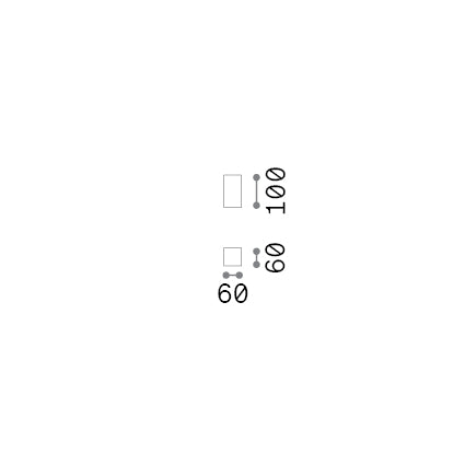 Plafonieră Look PL1 pătrat D60 H100, negru – desen tehnic cu dimensiuni