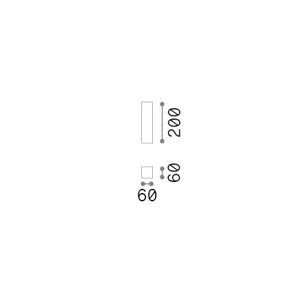Plafonieră Look PL1 pătrat D60 H200, alamă – desen tehnic cu dimensiuni